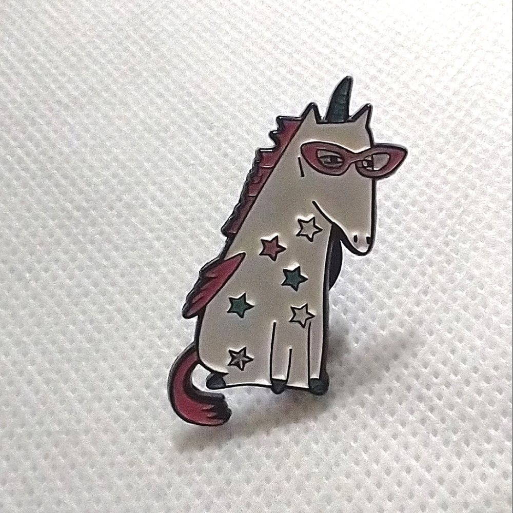 🧁 3/$30 Starry Nerdy Unicorn Enamel Pin NEW